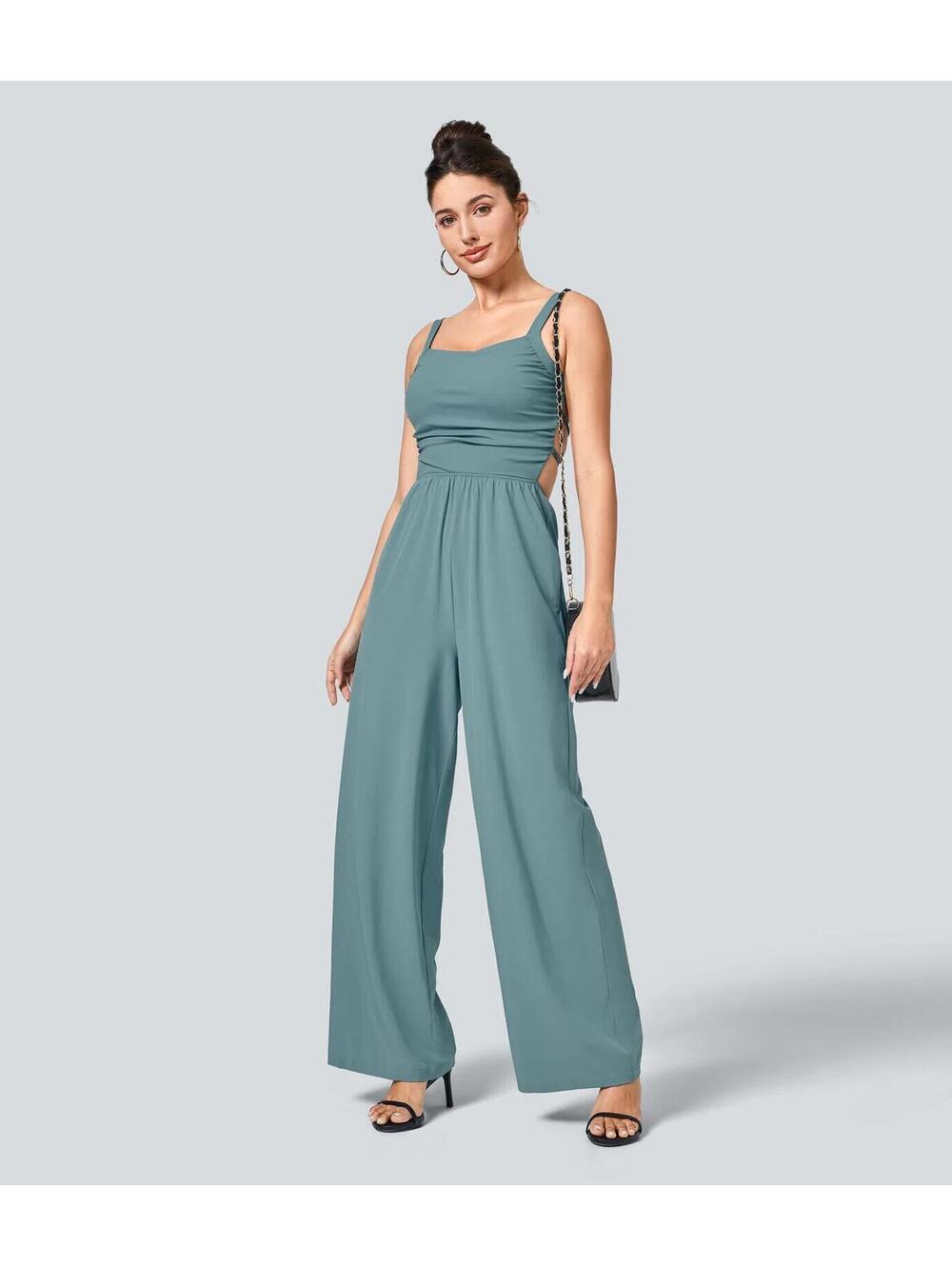 NWT Halara Breezeful™ Lace Up Pocket Quick Dry Casual Jumpsuit Size XL - Picture 6 of 6